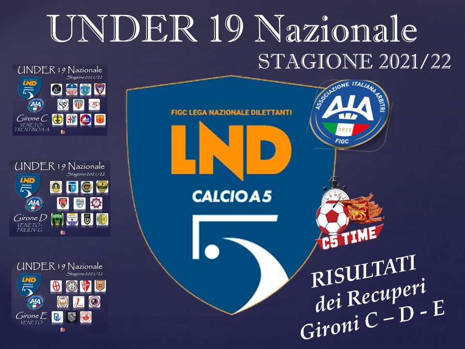 Under 19 Nazionale Risultati dei Recuperi Gir. C - D - E